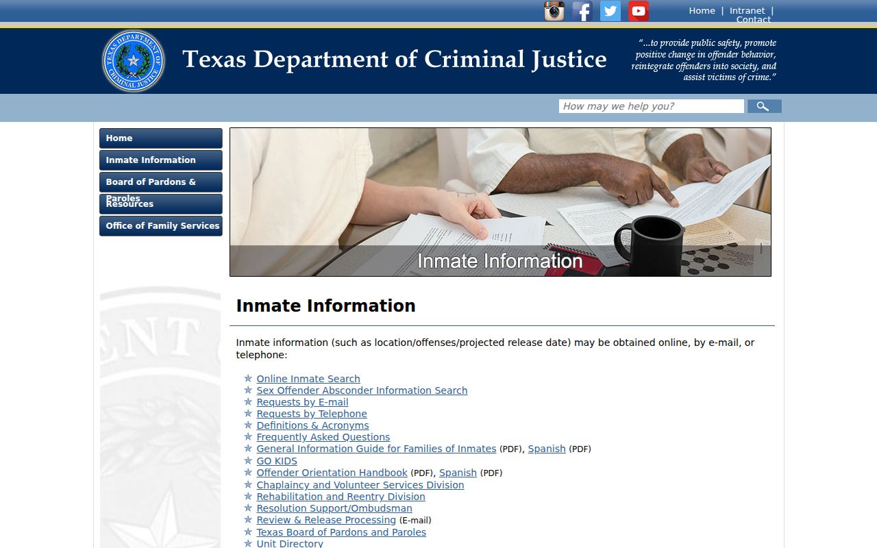 TDCJ inmate information for Donley County arrest record follow-up