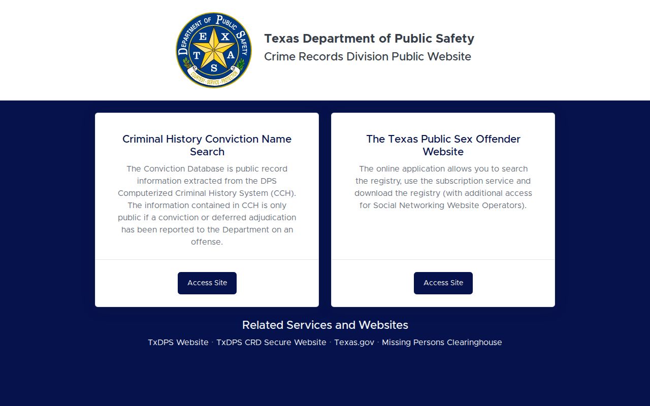 Texas DPS public search for Donley County criminal history records