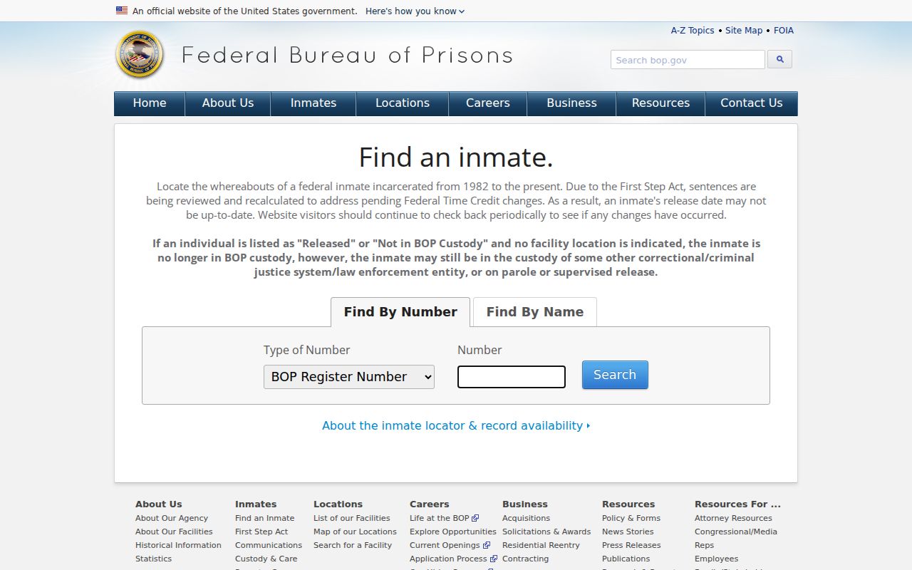 Federal inmate locator distinct from Donley County sex offender checks