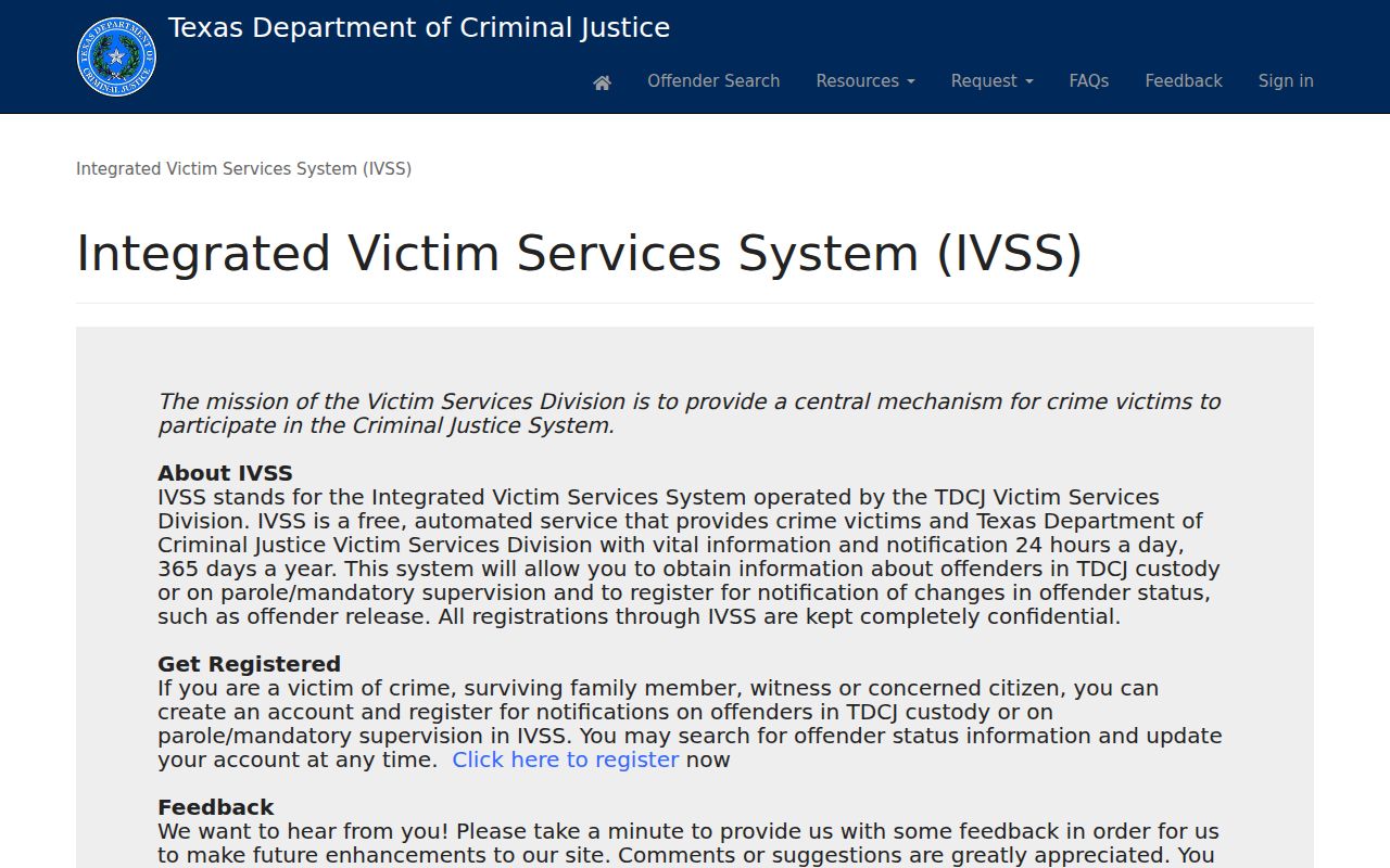 Texas IVSS custody service compared with Donley County sex offender registry