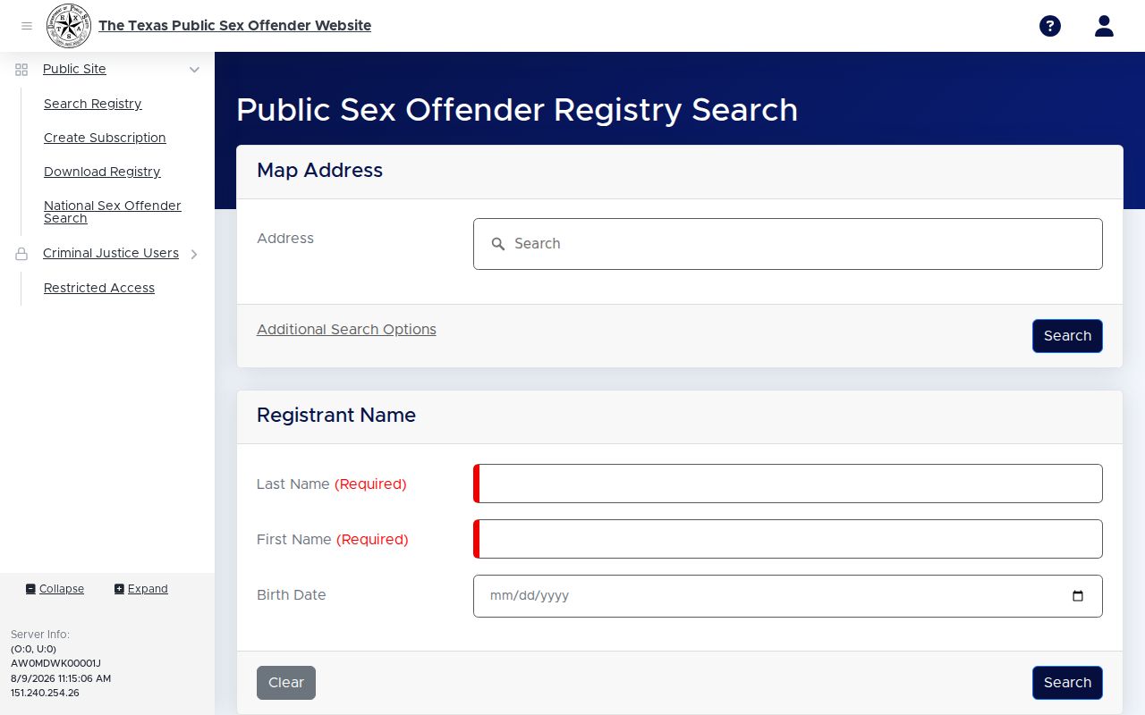Texas Public Sex Offender Registry search for Donley County
